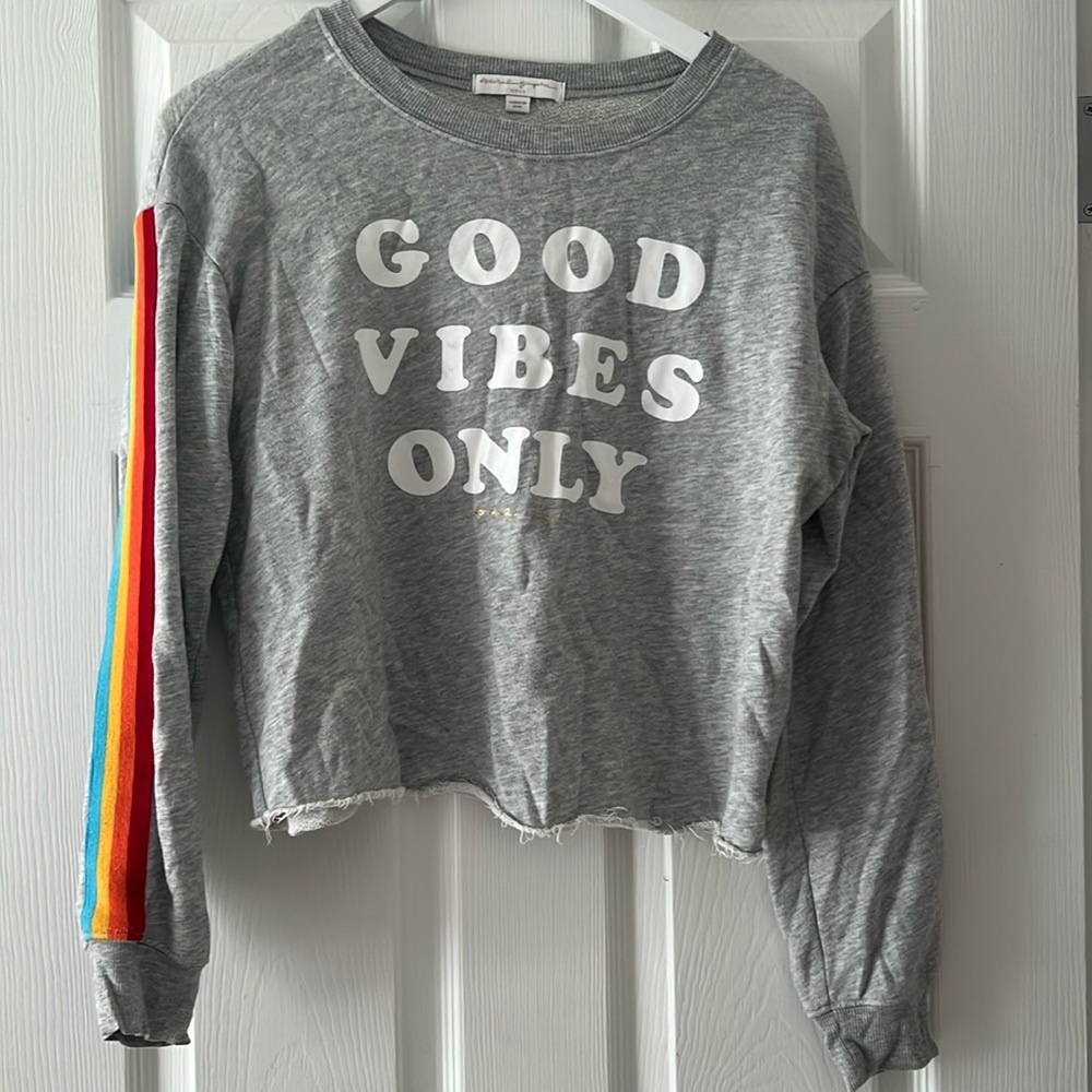 Spiritual Gangster | Good Vibes Only Cropped Cut-off Sweatshirt M